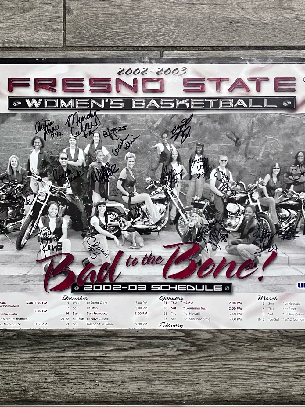 Autographed FRESNO STATE Women’s Basketball 2002-03 POSTER / Stacy Johnson-Klein